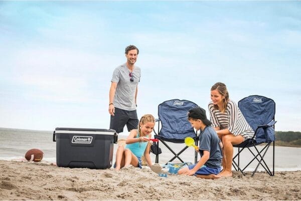 Coleman Portable Quad Camping Chair with 4-Can Cooler, Cushioned Seat & Back with Side Pockets & Cup Holder, Carry Bag Included - Image 2