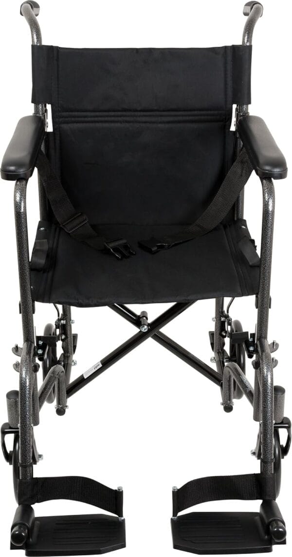 ProBasics Transport Chair Portable Wheelchair - 19-inch Seat, Full-Length Permanent Arms, Swing-Away Foot Rests - Folding Wheelchair for Travel and Transport - Image 7
