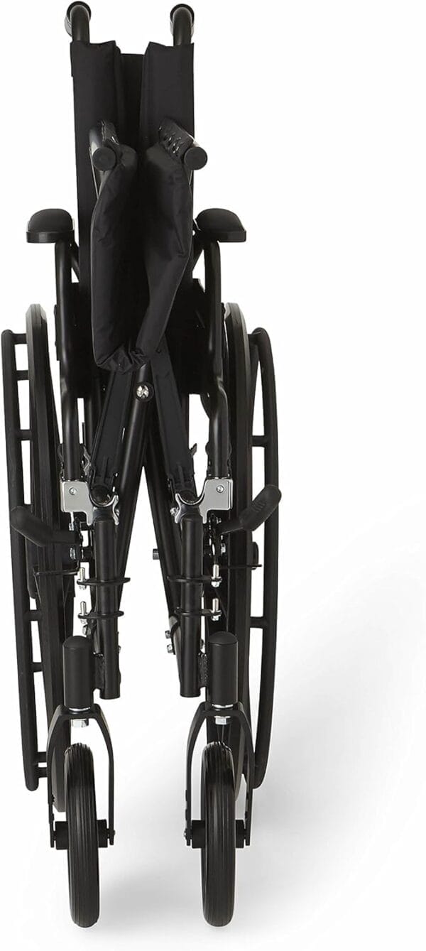 Medline Premium Ultra-Lightweight Wheelchair with Flip-Back Desk Arms and Elevating Leg Rests for Extra Comfort, Black, 22” x 18" Seat - Image 4