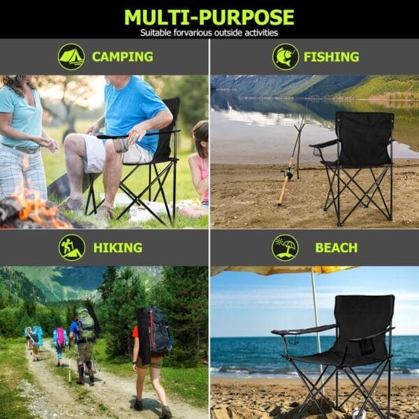Joyfair Portable Camping Chair, Outdoor Lawn Folding Chairs for Adults, Heavy Duty Large Foldable Chairs for Beach, Fishing, Tailgating Outdoor Sport, 2 Cup Holders & Carry Bag - Image 7