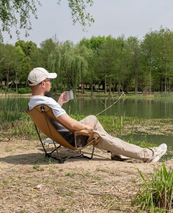 iClimb Low Ultralight Compact Camping Folding Chair with Side Pocket and Carry Bag - Image 8