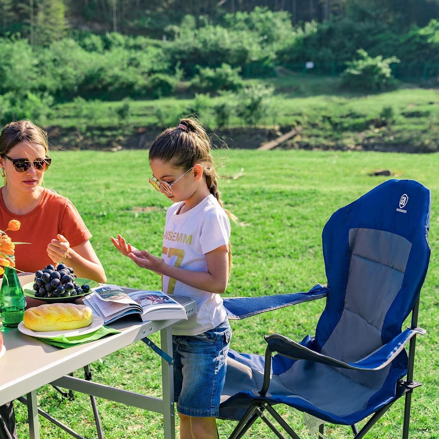 EVER ADVANCED High Back Folding Camping Chair Oversized and Fully Padded, Portable Quad Camp Lawn Chair Up to 400 lbs, with Cup Holder Armrest Carrying Bag - Image 7