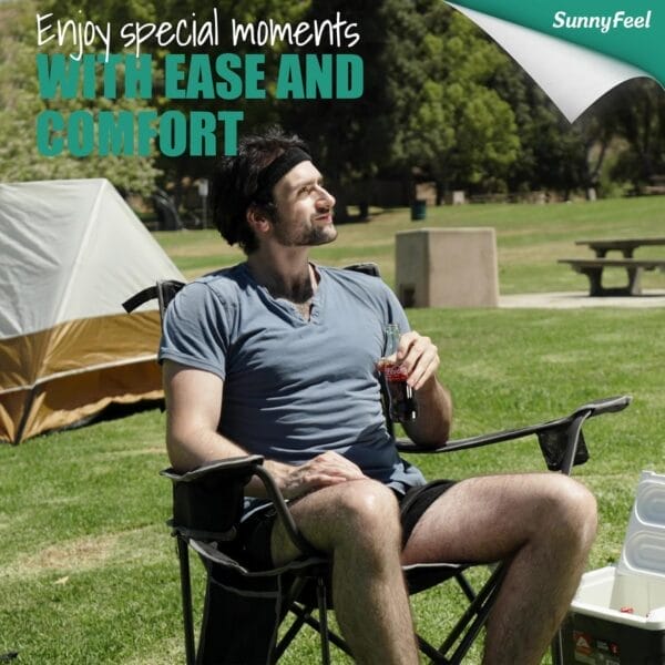 SUNNYFEEL XL Oversized Camping Chair, Folding Camp Chairs for Adults Heavy Duty Big Tall 500 LBS, Padded Portable Quad Arm Lawn Chair with Pocket for Outdoor/Picnic/Beach/Sports - Image 5