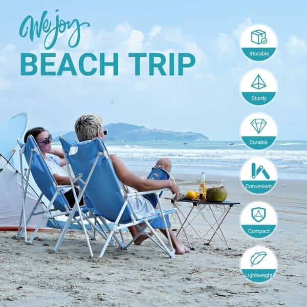#WEJOY Oversized Heavy Duty Beach Chair,Folding High Back Portable Camping Lawn Chairs for Adults with Armrest,Headrest,Pocket for Outdoor Camp Festival Sand Concert Travel Picnic BBQ Sport,265 LBS - Image 5
