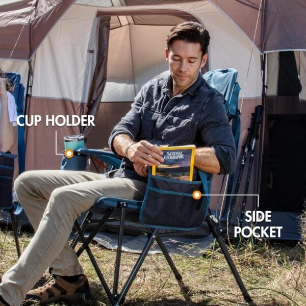 PORTAL Camping Chair with Lumbar Support for Adults Folding Portable High Back Oversized, 400LBS - Image 7