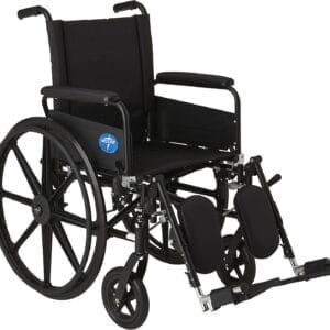 Medline Premium UltraLightweight Wheelchair with FullLength FlipBack Arms and Elevating Leg Rests for Extra Comfort 18” Seat, No, 1 Count