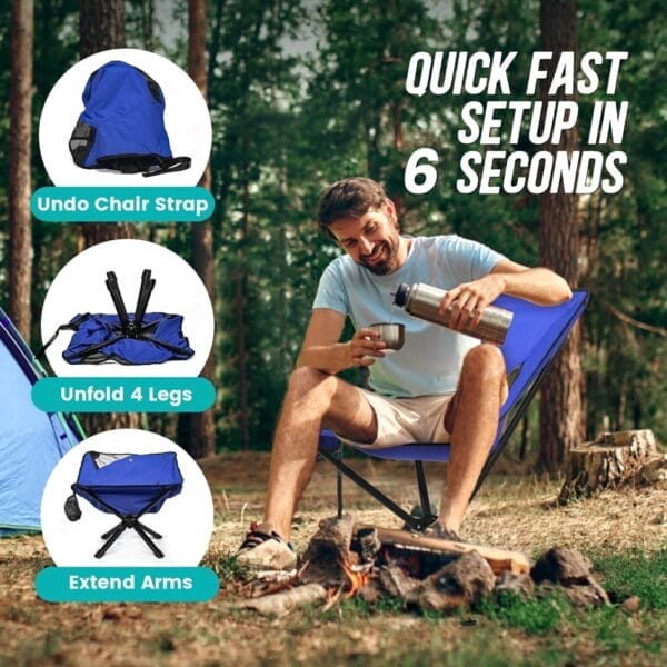 Adjustable Portable Camping Chair RiseLite Lightweight Compact Folding Chair for Adults, Collapsible Camp Chairs That Folds Up Small, Easy Carry for Travel, Outdoor, Sports, Backpacking, Hiking - Image 9