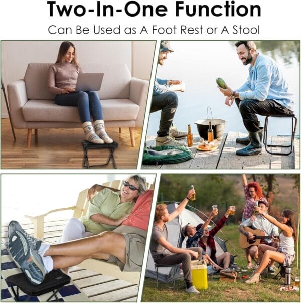 Portable Stool, 13 Inch Small Folding Stool for Adults, Ultralight Black Camping Stools for Hiking and Fishing, Hold Up to 265 LBS - Image 6