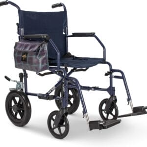 Medline Foldable Transport Chair w/Microban for Seniors & Post-Surgery Patients (300 lb. Weight Capacity), Navy