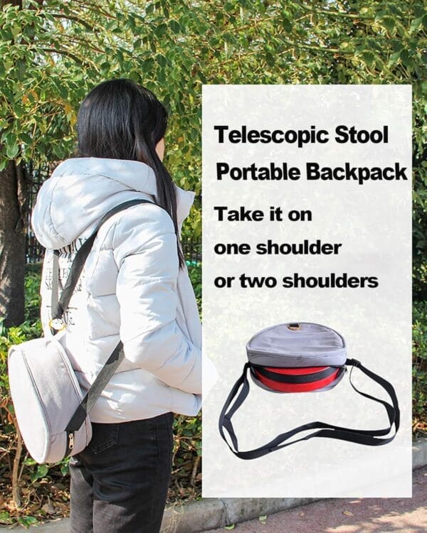 Deer's Life Portable Collapsible Stool with Cushion Pad, Retractable Folding Telescopic Camping Seat for Adults, Small Lightweight Sturdy Adjustable Stools for Travel,Kitchen,Garden,Fishing - Image 3