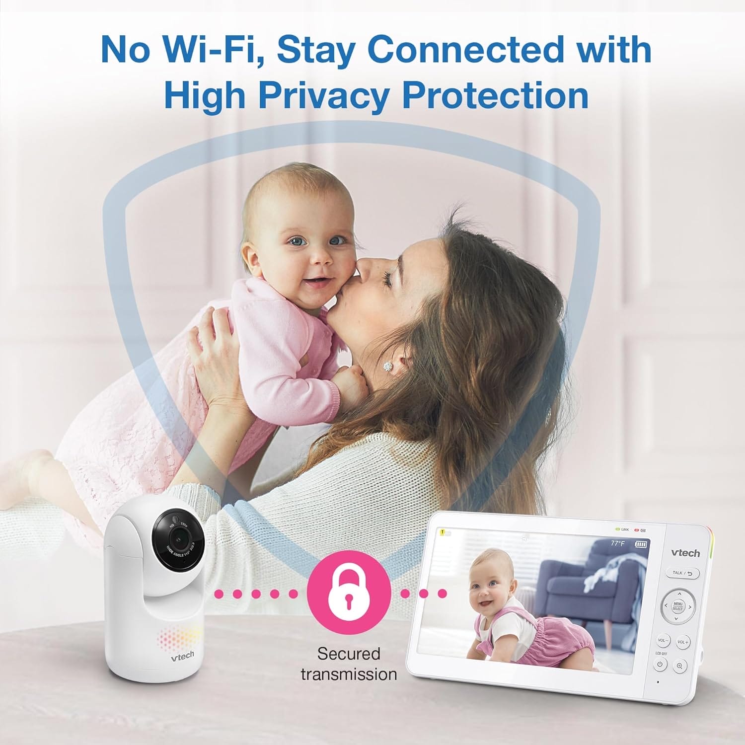 VTech [2025 Upgrade] Baby Monitor with 7" IPS Screen, Pan Tilt Zoom Camera, No WiFi Video Baby Monitor with Camera and Audio, Multi-Color Night Light, 2-Way Talk, Lullabies, Advanced HQ Max - Image 5