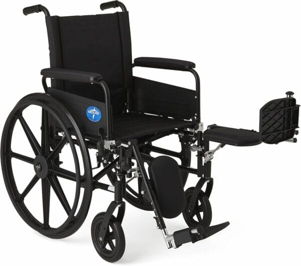 Medline Premium UltraLightweight Wheelchair with FullLength FlipBack Arms and Elevating Leg Rests for Extra Comfort 18” Seat, No, 1 Count - Image 2