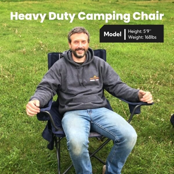Outdoor Large Camping Chairs for Adults, Heavy Duty Camp Chair Support 800lbs, King Kong Folding Chairs with Padded and Pocket for Outside, Sports, Lawn, Built Durable and Reliable, Blue - Image 3