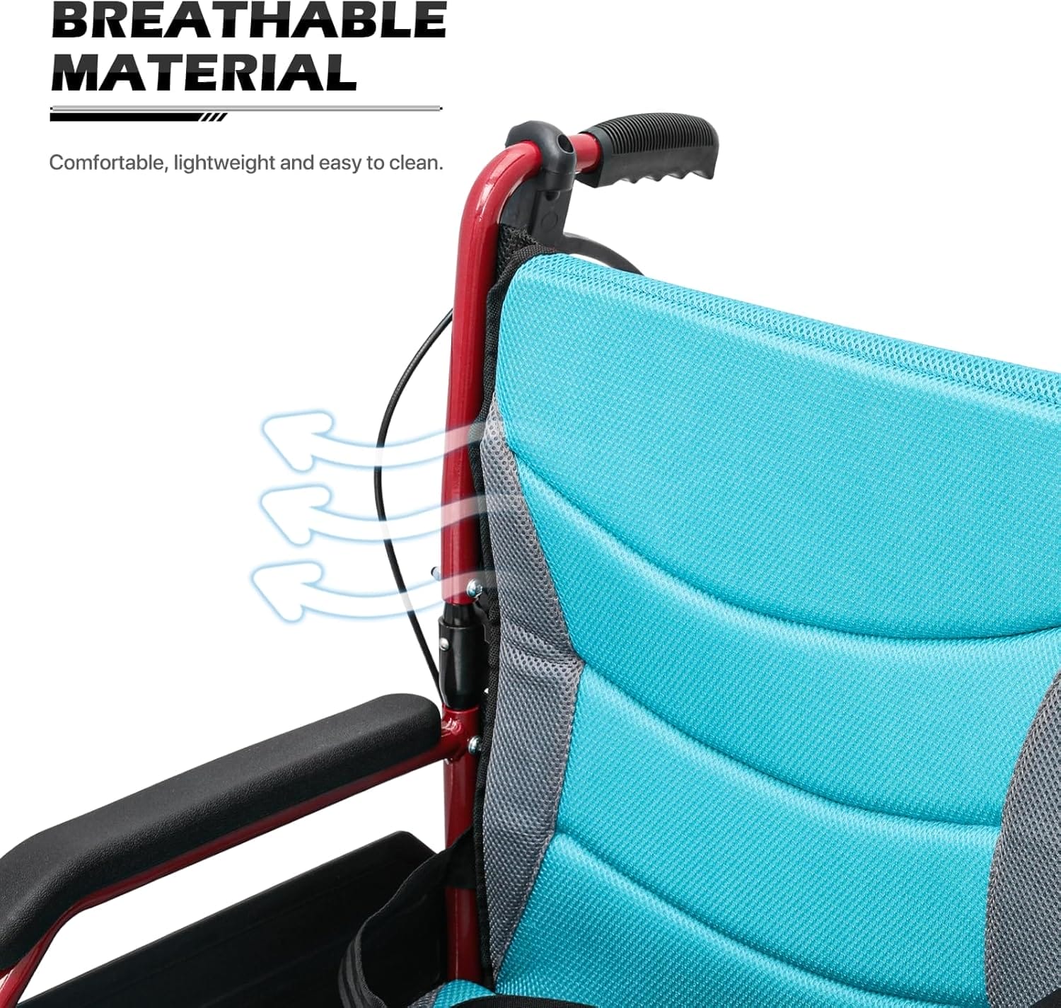 Folding Transport Wheelchair with Removable Cushion and Loop-Lock Handbrakes Wheel Chair for Adults, 17.5 inch Seat User-Friendly Lightweight Foldable Chair for Storage and Travel Use, 250lbs - Image 14