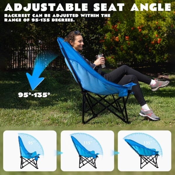 LEMBERI Oversized Heavy Duty Camping Chair for Adults,500lbs Comfortable Folding Lawn Chairs,Large Outdoor Portable Chair with Cup Holder,Side Pocket and Cooler Bag - Image 7