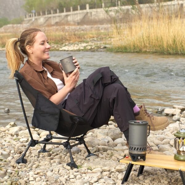 ATEPA Backpacking Chair, Ultralight Folding Portable Small Camping Chairs for Adults Compact Foldable Beach Seat with Anti-Sinking Feet & Aluminum Frame for Outdoor Hiking Travel Fishing - Image 2