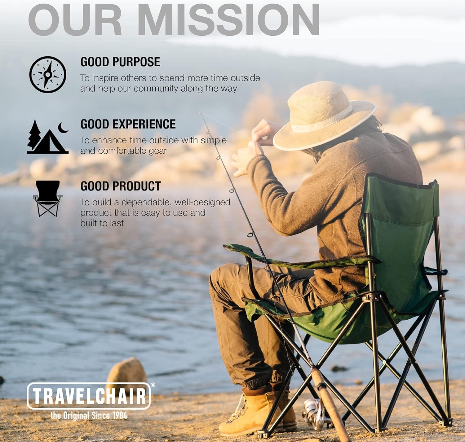 Travel Chair C-Series Rider Chair, Foldable and Portable Camping Chair, Black - Image 5