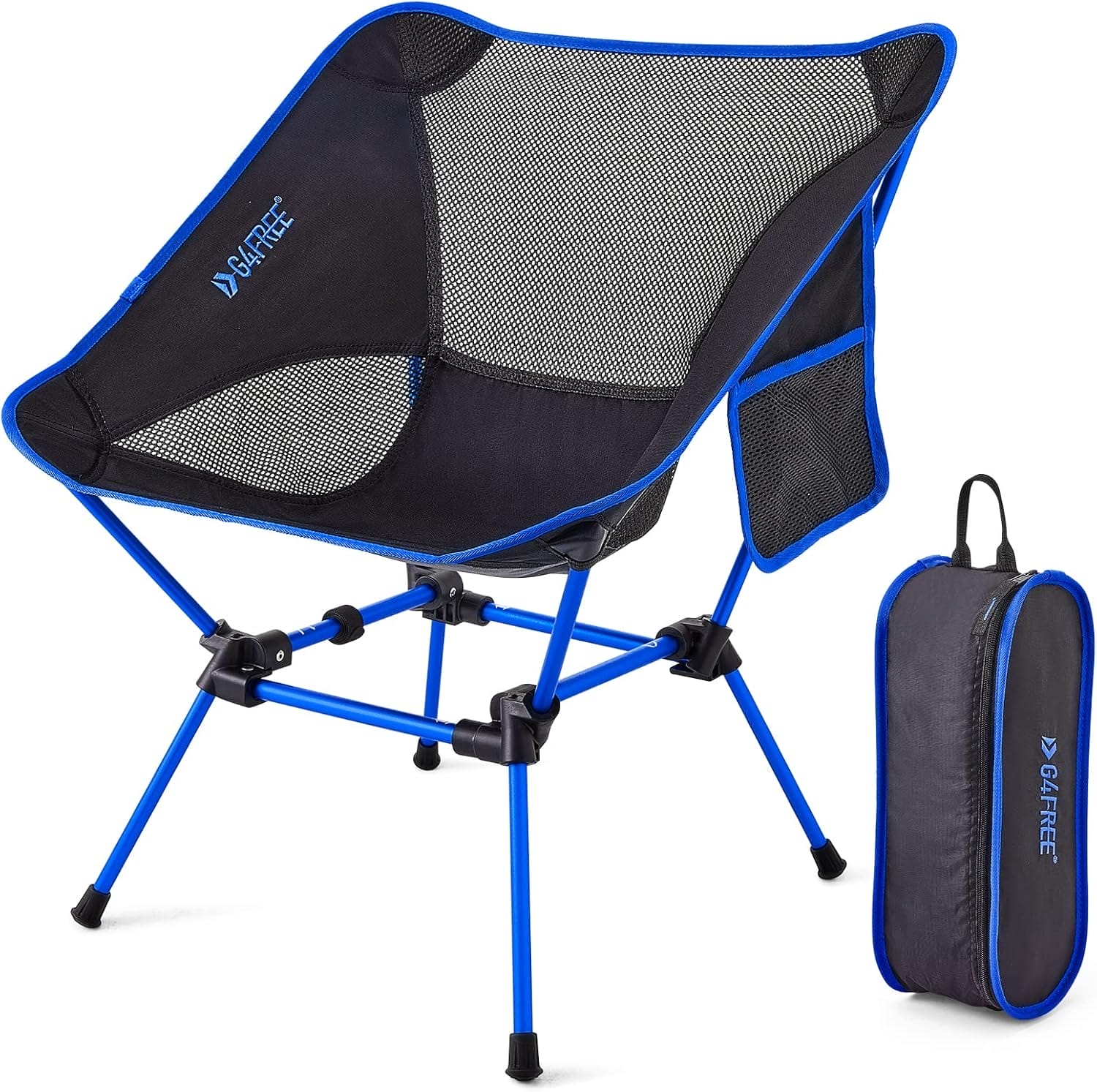 G4Free Folding Camping Chairs, Ultralight Compact Backpacking Folding Chairs Lawn Chairs Heavy Duty 330lbs with Side Pockets Packable for Outdoor Camp Travel Beach Picnic Gardening Travel Hiking