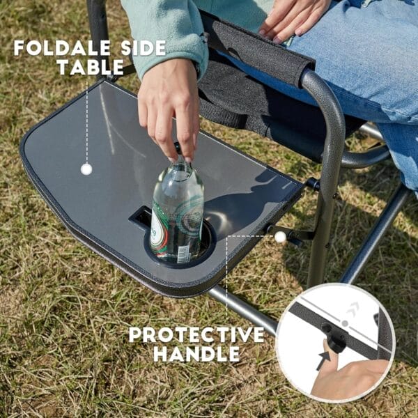 TIMBER RIDGE Aluminum Oversized Camping Chair, Lightweight Portable Directors Chair with Side Table Detachable Side Pocket for Outdoor Camping, Lawn, Picnic, Support 400lbs Black 2 Pack - Image 6