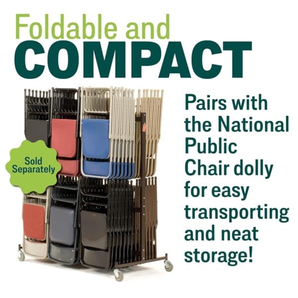 National Public Seating Premium Cushioned Portable Folding Chairs 3200 Series Upholstered, Heavy-Duty Foldable Chairs for Indoor & Outdoor Use – Set of 2, Comfortable & Durable, Black - Image 4