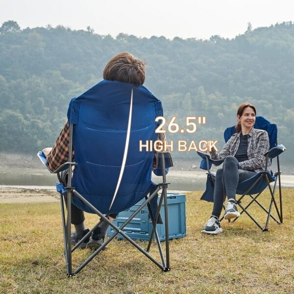 EVER ADVANCED High Back Folding Camping Chair Oversized and Fully Padded, Portable Quad Camp Lawn Chair Up to 400 lbs, with Cup Holder Armrest Carrying Bag - Image 4