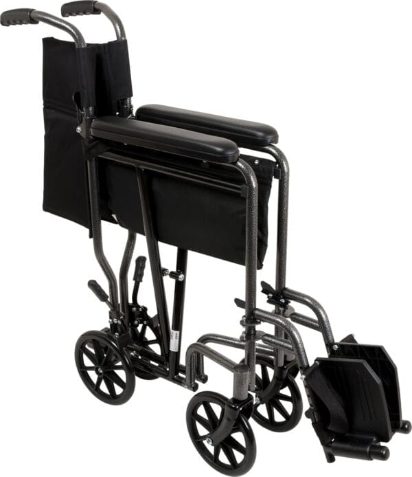 ProBasics Transport Chair Portable Wheelchair - 19-inch Seat, Full-Length Permanent Arms, Swing-Away Foot Rests - Folding Wheelchair for Travel and Transport - Image 2