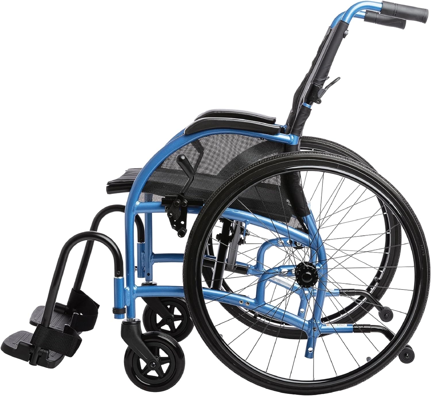 Comfort 24 Lightweight Folding Wheelchair for Seniors and Adults- for up to 300 Lbs - Transport Chair with Built-in Adjustable Lumbar Support - 18" Seat