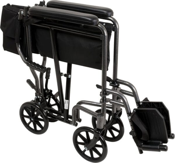 ProBasics Transport Chair Portable Wheelchair - 19-inch Seat, Full-Length Permanent Arms, Swing-Away Foot Rests - Folding Wheelchair for Travel and Transport - Image 3