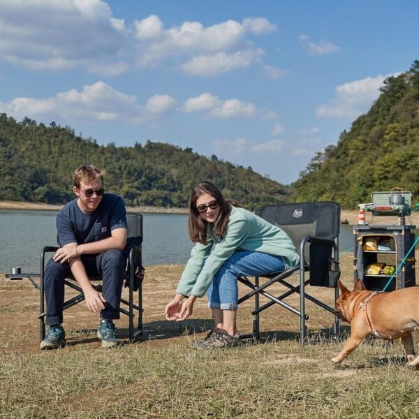 TIMBER RIDGE Aluminum Oversized Camping Chair, Lightweight Portable Directors Chair with Side Table Detachable Side Pocket for Outdoor Camping, Lawn, Picnic, Support 400lbs Black 2 Pack - Image 2