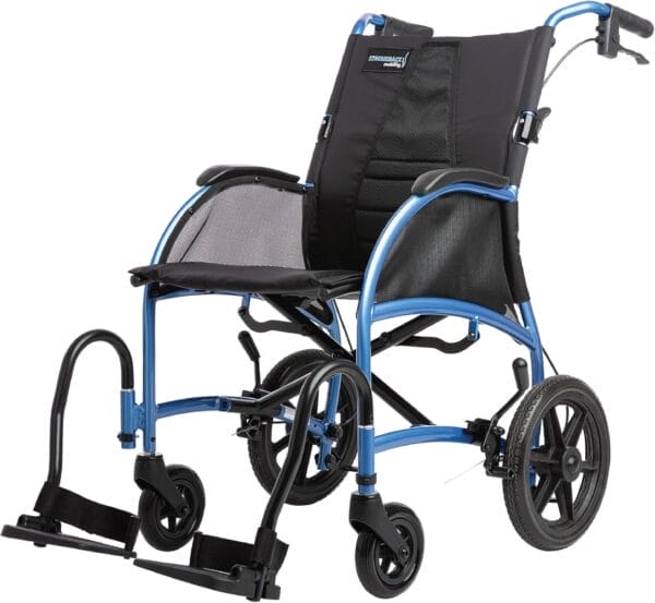 Excursion 12+AB Lightweight Portable Wheelchair for Adults and Seniors – Ergonomic Lumbar Support, Adjustable Footrests, Supports 300 lbs; 18" Seat (12" Rear Wheels)
