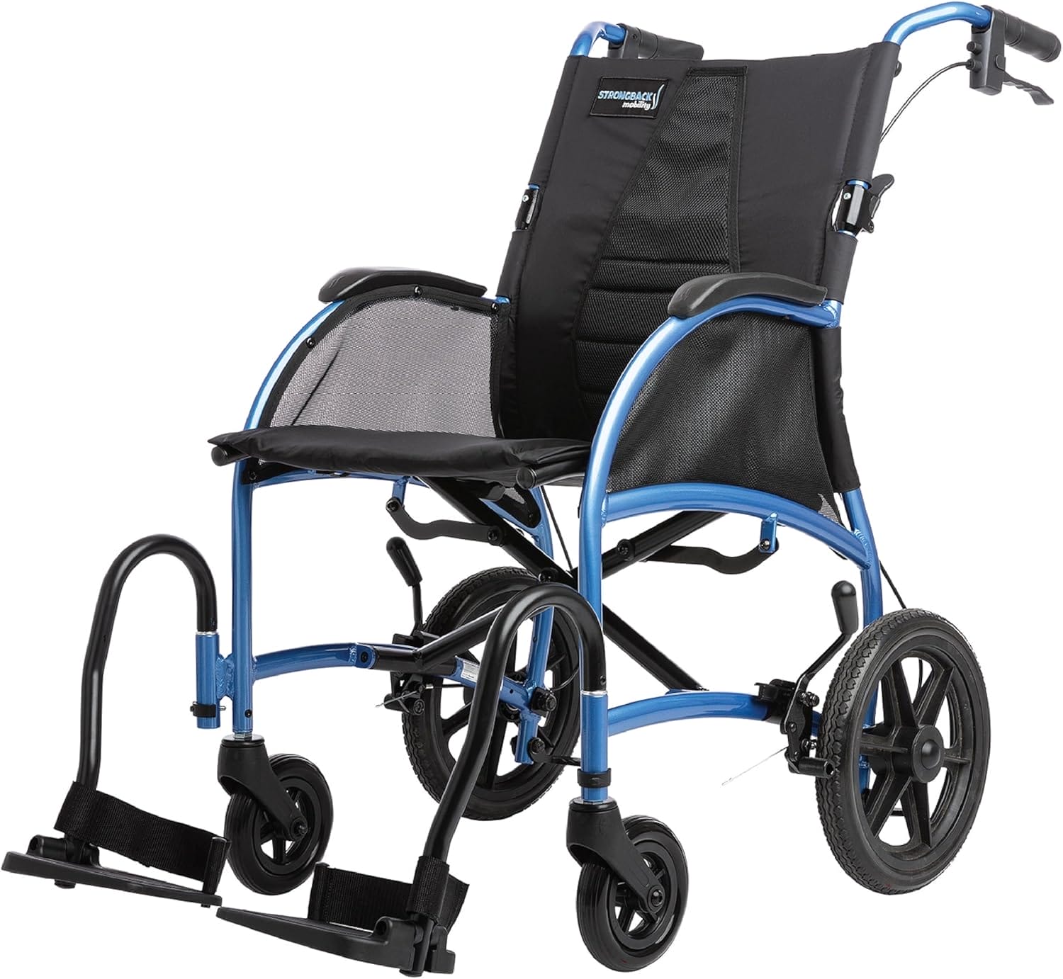 Excursion 12+AB Lightweight Portable Wheelchair for Adults and Seniors – Ergonomic Lumbar Support, Adjustable Footrests, Supports 300 lbs; 18" Seat (12" Rear Wheels)