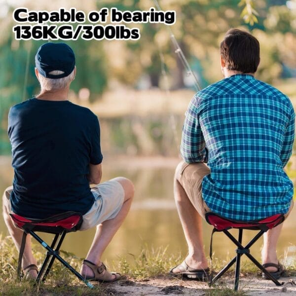 Travel Folding Camping Stool, Use Height 14.6" and Maximum Weight 300 lbs Outdoor Portable Tripod Seat Fishing Chair Seat for Camping Fishing Hiking Gardening and Beach Garden Painting (Red) - Image 7
