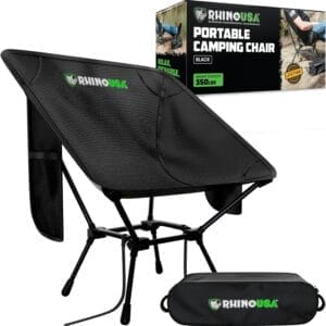 Rhino USA Portable Camping Chair (400lbs Capacity) - Collapsible Compact Lightweight Camp Chair for Backpacking, Hiking & Fishing - Small Foldable and Portable Camping Chairs for Adults and Kids