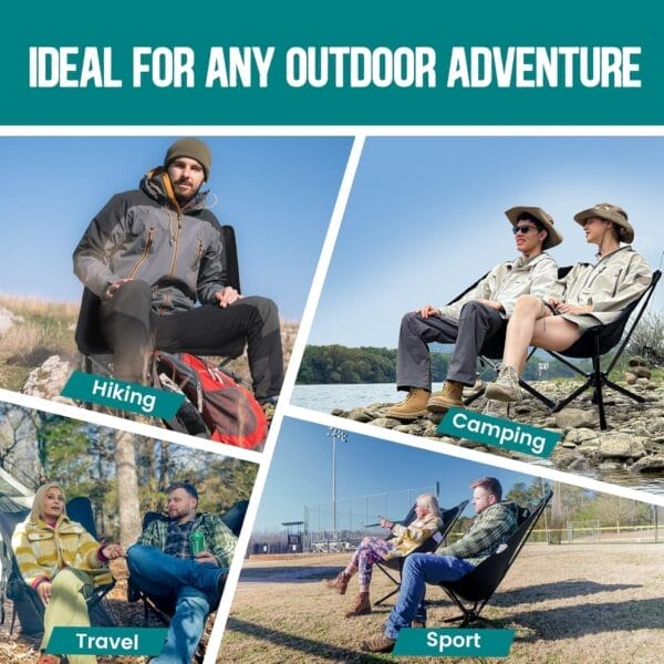 Adjustable Portable Camping Chair RiseLite Lightweight Compact Folding Chair for Adults, Collapsible Camp Chairs That Folds Up Small, Easy Carry for Travel, Outdoor, Sports, Backpacking, Hiking - Image 8