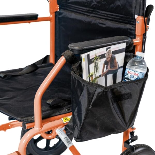 Platinum Health Hummingbird™ Ultra-Lightweight Foldable Transport Wheelchair, Handbrakes,12-Inch Rear Wheels, Extra-Wide Seat. Convenient Table-Length Padded Armrests. (Sunset Orange) - Image 3