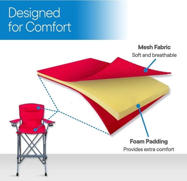RMS Extra Tall Folding Chair - 31" Seat Height Director Chair for Camping, Home Patio and Sports - Portable and Collapsible with Footrest and Carrying Bag - Up to 300 lbs Weight Capacity (Red) - Image 5