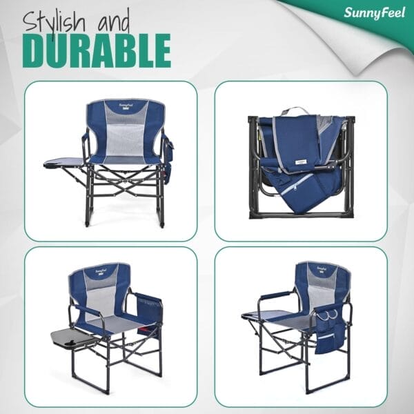 SUNNYFEEL Camping Directors Chair, Heavy Duty,Oversized Portable Folding Chair with Side Table, Pocket for Beach, Fishing,Trip,Picnic,Lawn,Concert Outdoor Foldable Camp Chairs - Image 7