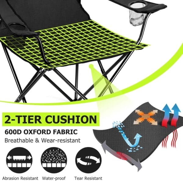 Joyfair Portable Camping Chair, Outdoor Lawn Folding Chairs for Adults, Heavy Duty Large Foldable Chairs for Beach, Fishing, Tailgating Outdoor Sport, 2 Cup Holders & Carry Bag - Image 4