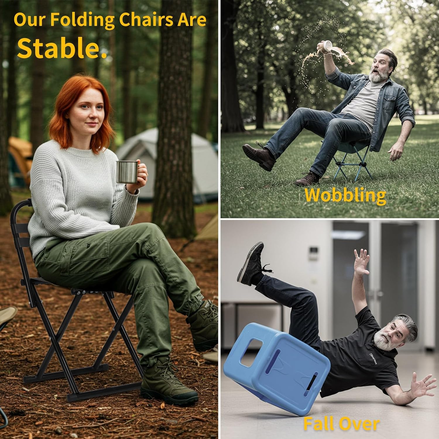 Camping Chair, Folding Stool - Portable Collapsible Chairs, Camp Chair for Lawn, Patio, Fishing, Camping, and Garden Use (Y50 1PCS) - Image 3