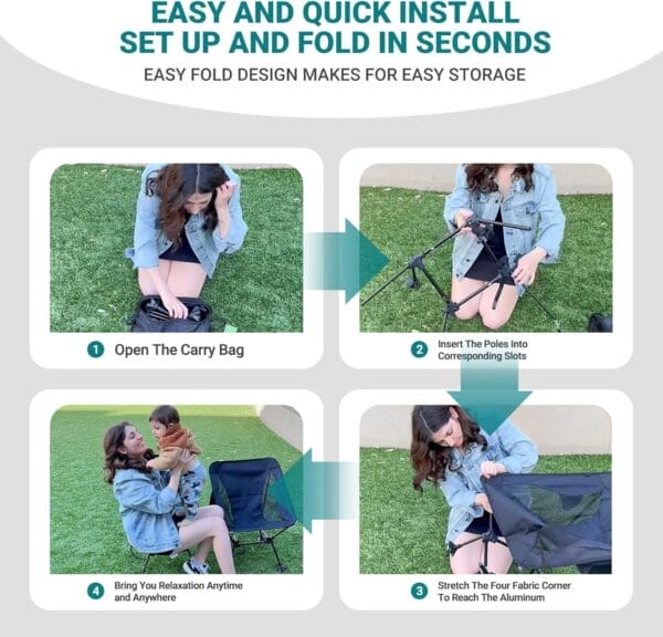 ATEPA Backpacking Chair, Ultralight Folding Portable Small Camping Chairs for Adults Compact Foldable Beach Seat with Anti-Sinking Feet & Aluminum Frame for Outdoor Hiking Travel Fishing - Image 5
