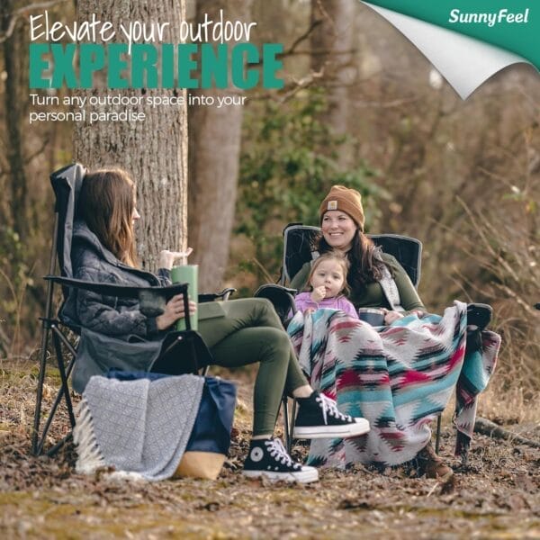 SUNNYFEEL XL Oversized Camping Chair, Folding Camp Chairs for Adults Heavy Duty Big Tall 500 LBS, Padded Portable Quad Arm Lawn Chair with Pocket for Outdoor/Picnic/Beach/Sports - Image 3