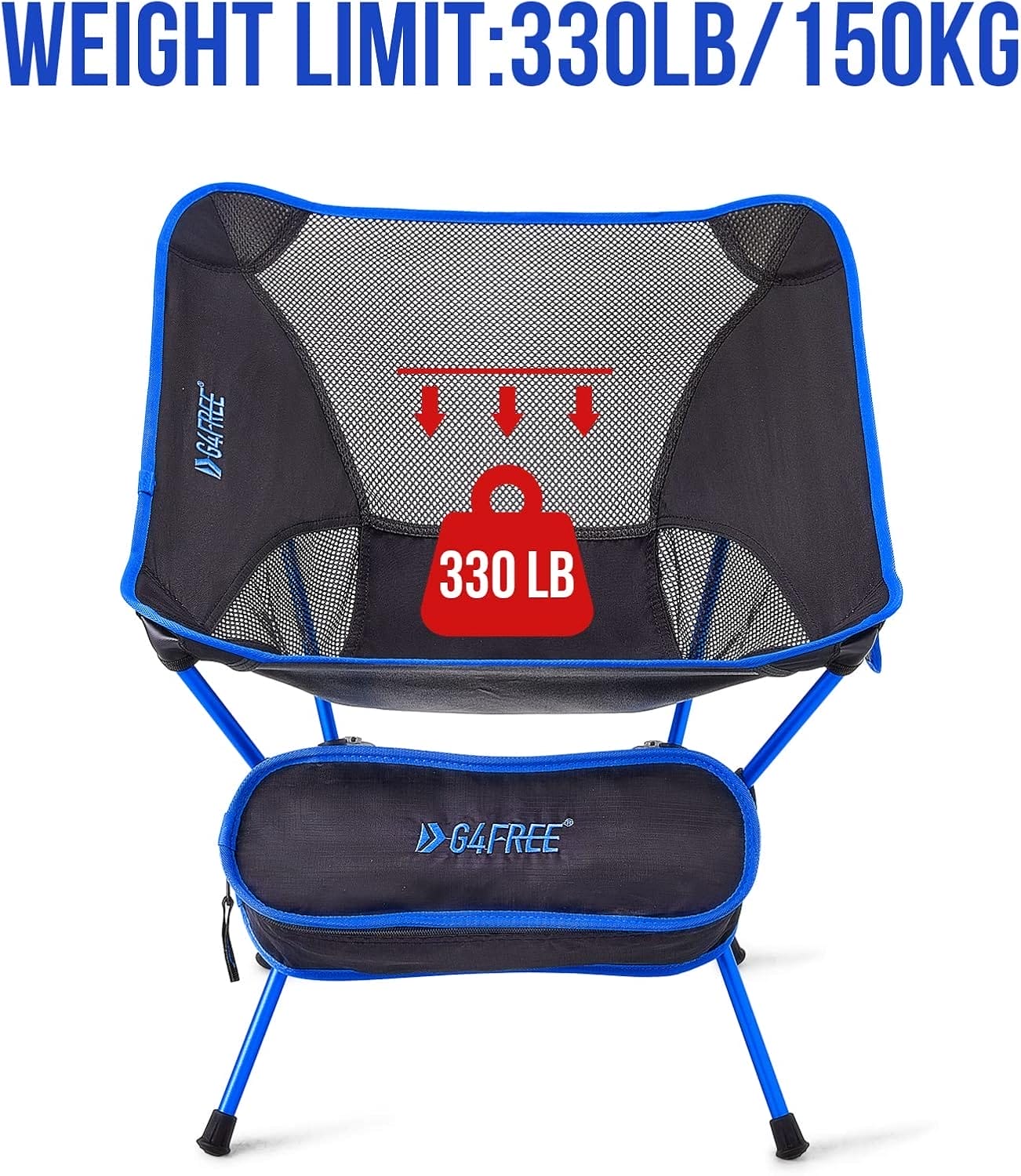 G4Free Folding Camping Chairs, Ultralight Compact Backpacking Folding Chairs Lawn Chairs Heavy Duty 330lbs with Side Pockets Packable for Outdoor Camp Travel Beach Picnic Gardening Travel Hiking - Image 6