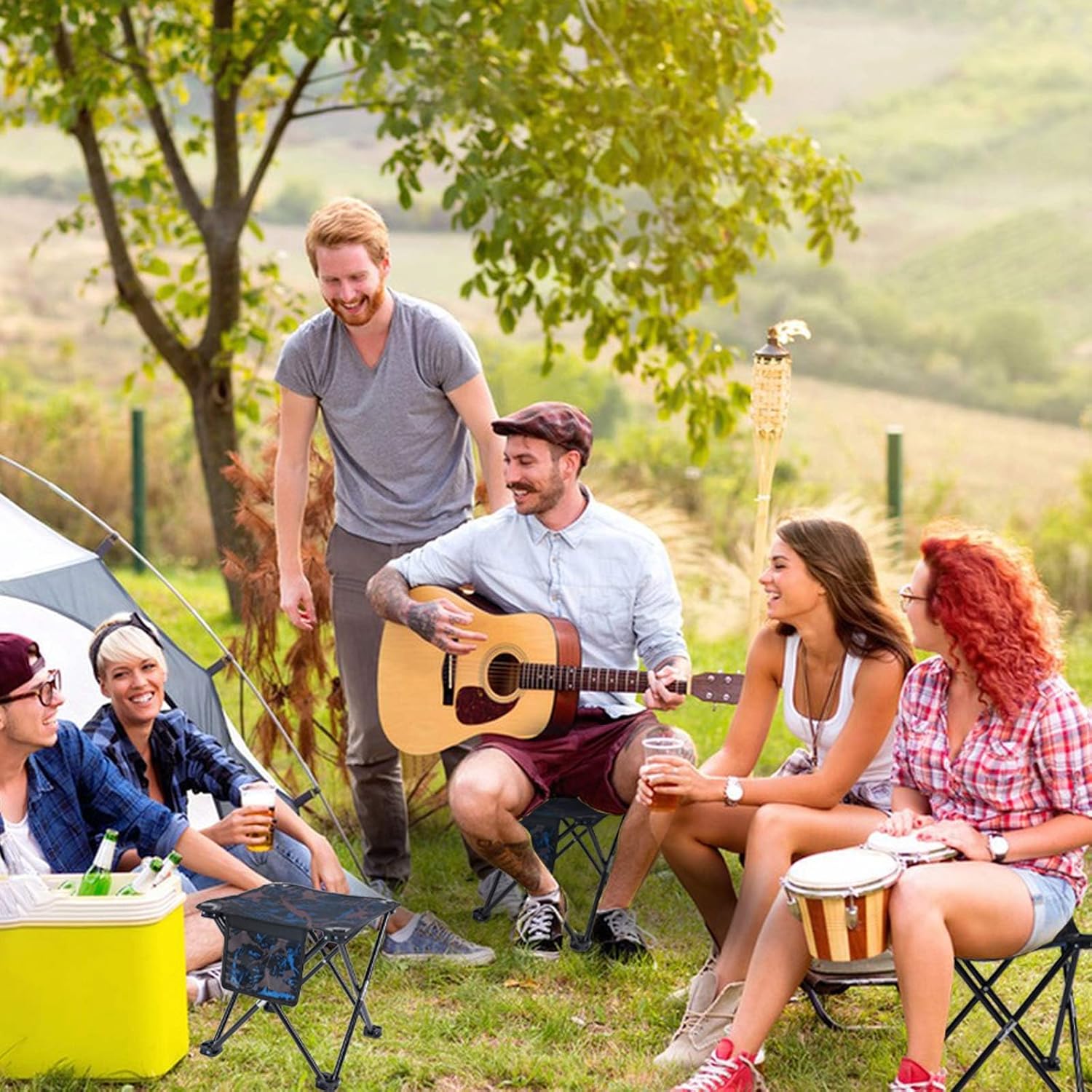 2 Pack Folding Portable Camping Stool for Adults, Lightweight Collapsible Stool for Outdoor Footrest Fishing Hiking Gardening and Beach with Carry Bag(400 LBS Capacity) - Image 2