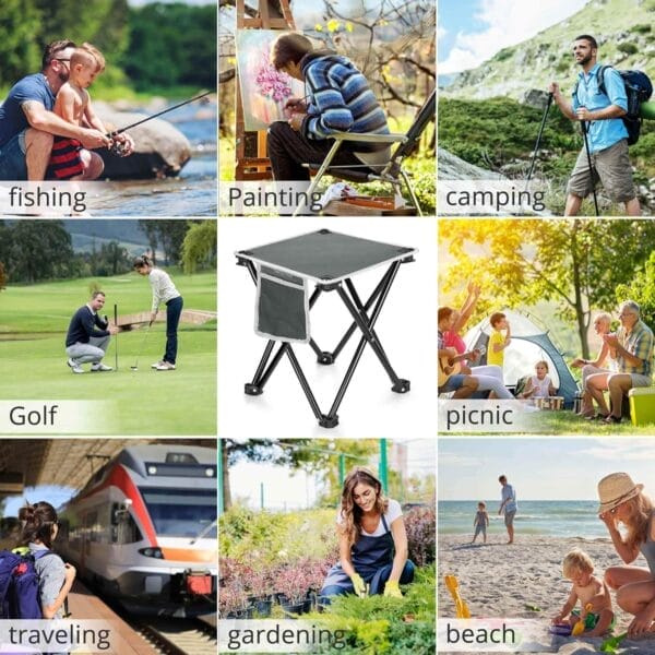 TRIPLE TREE 2 Pack Camping Stool, Grey, 13.8 Inch Portable Folding Stool for Outdoor Walking Hiking Fishing 400 Lbs Capacity with Carry Bag - Image 8