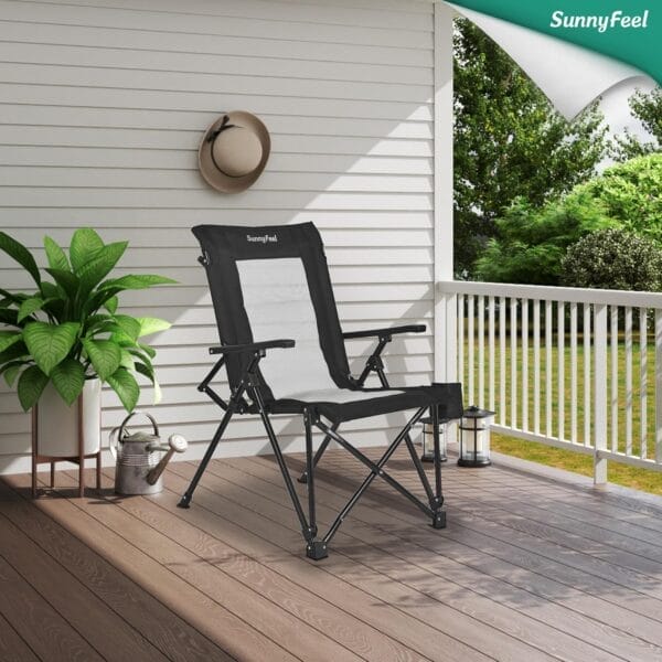 SUNNYFEEL Ergonomic High Back Camp Chair - 500lbs Heavy Duty Folding Chair, UV-Resistant Portable Camp Chair with Hard Armrests, Cup Holder＆ Bag for Outdoor, Basebal, Travel, Sports, Hiking, Fishing - Image 2