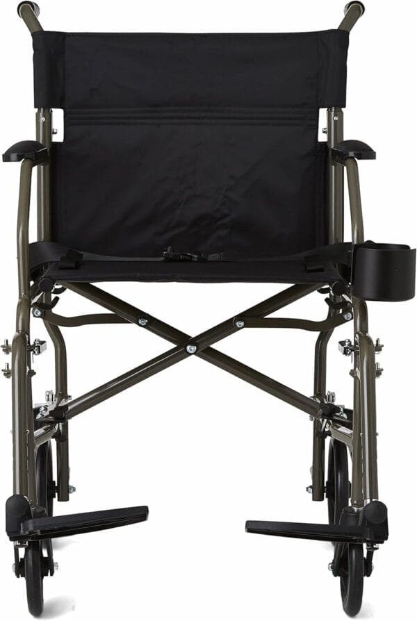 Medline Ultralight Transport Wheelchair, 19" Wide Seat, Foldable Chair with Desk-Length Arms, Metallic Silver Frame - Lightweight, Compact, Portable - Image 8