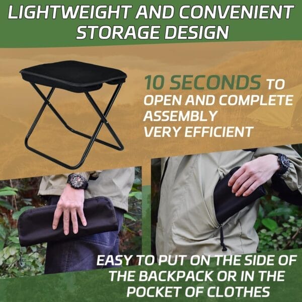 Collapsible Stool, Portable Chair, Lightweight Portable Stool for Adults, Portable Chairs for Adults, Holds Up to 330LBS, Ideal for Camping, Hiking, Outdoors, and Events - Image 3
