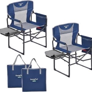 SUNNYFEEL Camping Directors Chair, Heavy Duty,Oversized Portable Folding Chair with Side Table, Pocket for Beach, Fishing,Trip,Picnic,Lawn,Concert Outdoor Foldable Camp Chairs