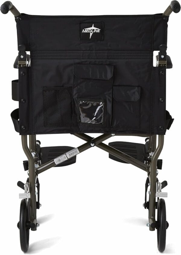 Medline Ultralight Transport Wheelchair, 19" Wide Seat, Foldable Chair with Desk-Length Arms, Metallic Silver Frame - Lightweight, Compact, Portable - Image 7