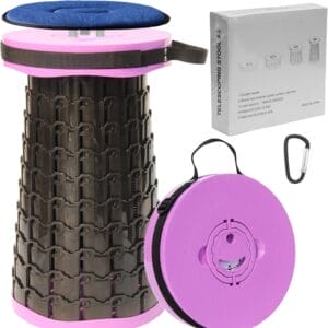 ALEVMOOM 2025 Upgraded XXL Collapsible Stool with Cushion 19.7",1000lbs Max Weight,Wider & Taller Pop Up Seat, Heavy Duty Portable Retractable Folding Chair or Travel Foot Rest for Camping & Outdoors